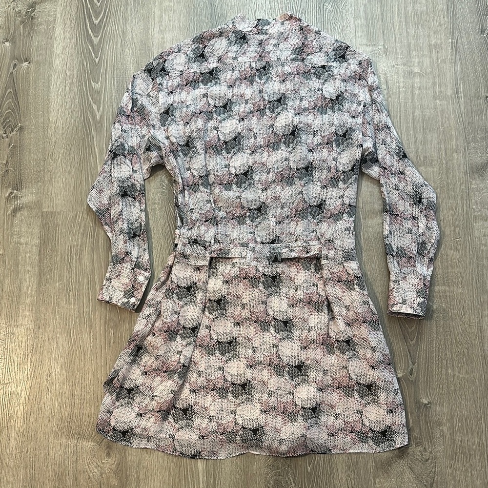 REISS Womens Sz 2 Alice Circle Printed Long Sleeve Shirt Belt Mini Casual‎ Dress - Picture 14 of 16